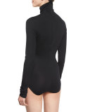 Long-Sleeve Jersey Turtleneck Bodysuit, Black