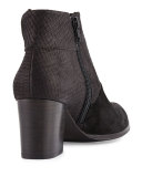 Oki Embossed-Leather Bootie, Black