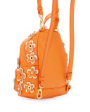 Flower Applique Small Backpack, Orange
