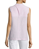 Dania Sleeveless V-Neck Linen Blouse, Radicchio Melange