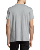Short-Sleeve V-Neck Jersey T-Shirt, Gray
