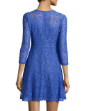 3/4-Sleeve Lace Fit & Flare Dress 