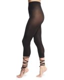 Lace-Up Capri Footless Tights, Black