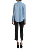 Colette Crop Flare-Leg Jeans w/Raw Hem, Vintage Black