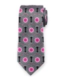 Circle Flower Medallion Tie, Black