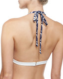 Capri Sailboat-Print Halter Swim Top, Navy