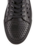 Men's 125mm Perforated Leather High-Top Sneaker, Black