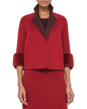 Reversible Mink-Cuff Short Jacket, Miracle Berry/Mangosteen