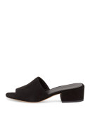 Rachelle 2 Suede Block-Heel Slide Sandal, Black