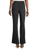 Aryn Metallic-Stripe Drawstring Pants, Black