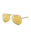 Megalast Geometric Aviator Sunglasses, Silver/Gold