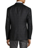 Windowpane Check Two-Button Sport Coat, Charcoal/Brown