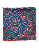 Tapestry Paisley Silk Pocket Square, Orange