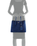 Suede Medium Double Bag, Navy (Baltico)