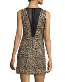 Whela Sleeveless Medallion Sheath Dress, Black