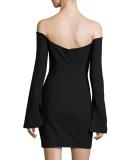 Niara Off-the-Shoulder Ponte Cocktail Dress, Black