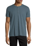 Short-Sleeve Slub Henley T-Shirt, Dark Slate