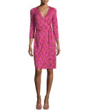 New Julian Two Shalamar Trellis Silk Wrap Dress, Pink