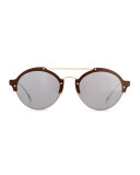 Malpensa Mirrored Round Stainless Steel Sunglasses, Black