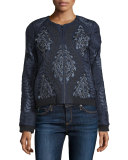 Maverick Embellished & Embroidered Bomber Jacket, Midnight