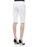 Side-Buckle Bermuda Shorts, White