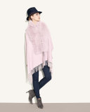 Fox Fur & Wool-Blend Shawl, Pink