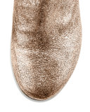 Metallic Leather Chunky-Heel Bootie, Copper