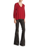 Kandace Lace-Trim Top, Red
