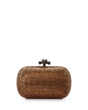Rectangular Quilted Snake Minaudiere, Camel