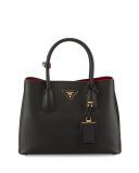 Saffiano Cuir Double Mini Tote Bag, Yellow (Sole)