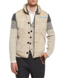 Button-Front Suede Vest