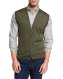 High Performance Merino Wool Cardigan Vest, Green
