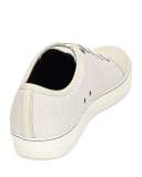 Textured Leather Low-Top Sneaker, White