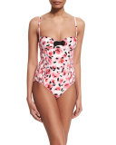 bay of roses underwire smocked one-piece swimsuit