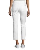 Roxanne Raw-Edge Ankle Skinny Jeans, White