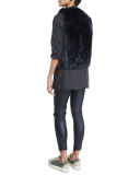 Reversible Zip-Front Fur Vest, Navy