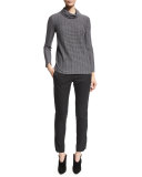 Mid-Rise Slim-Leg Pants W/Ankle Zip, Dark Gray