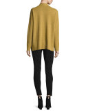 Stretch-Suede Ankle Leggings, Black