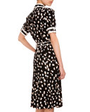 Ella Polka-Dot Short-Sleeve Shirtdress, Black