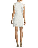 Crochet Lace Flounce Dress, White