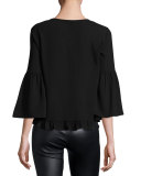 Nette Bell-Sleeve Fill-Hem Top