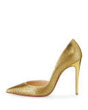 Galu Half-d'Orsay 100mm Red Sole Pump, Gold