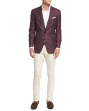 Hawthorne Windowpane Two-Button Sport Coat, Dark Fuchsia Blossom