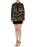 Long-Sleeve Star-Embellished Mini Dress, Black