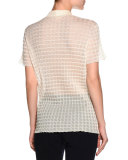 Sheer Windowpane Polo Shirt, Ivory