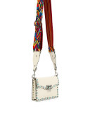 Rockstud Rolling Small Guitar-Strap Crossbody Bag, Light Ivory