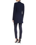 Milano Pique Knit V-Neck Jacket, Navy