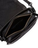 Suki Mini Suede & Leather Saddle Bag, Black