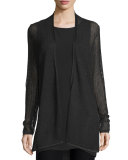 Pointelle Long Tencel® Cardigan, Ash/Black