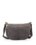 Scott Suede Half-Moon Shoulder Bag, Putty